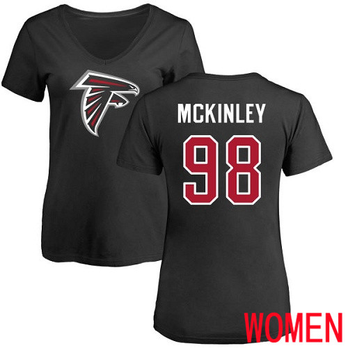 Atlanta Falcons Black Women Takkarist McKinley Name And Number Logo NFL Football #98 T Shirt->youth nfl jersey->Youth Jersey